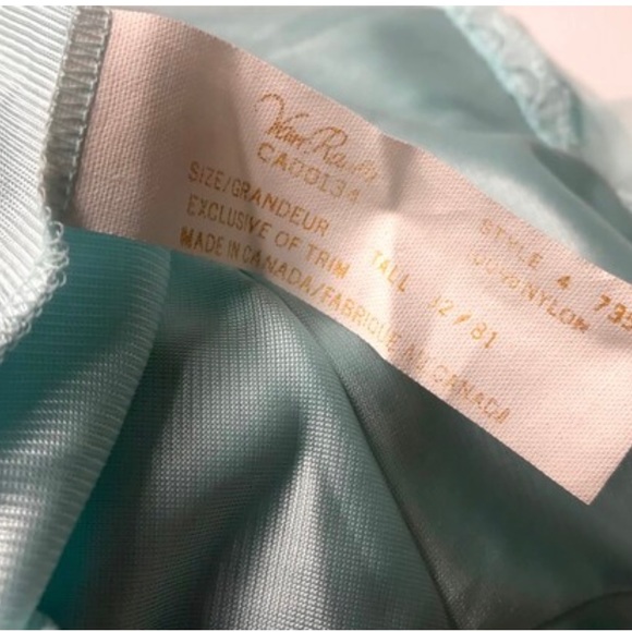 Vtg 80s Aquamarine Full Slip, Van Raalte 73527, Sz tall 32, Slip/Dress, Nylon - Picture 4 of 6